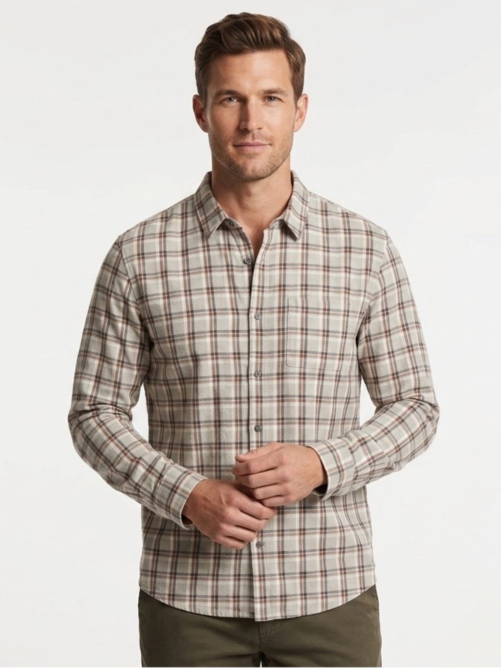 NWT James Perse $350 Standard Brushed Cotton Plaid Button Up Shirt Size 4 XL